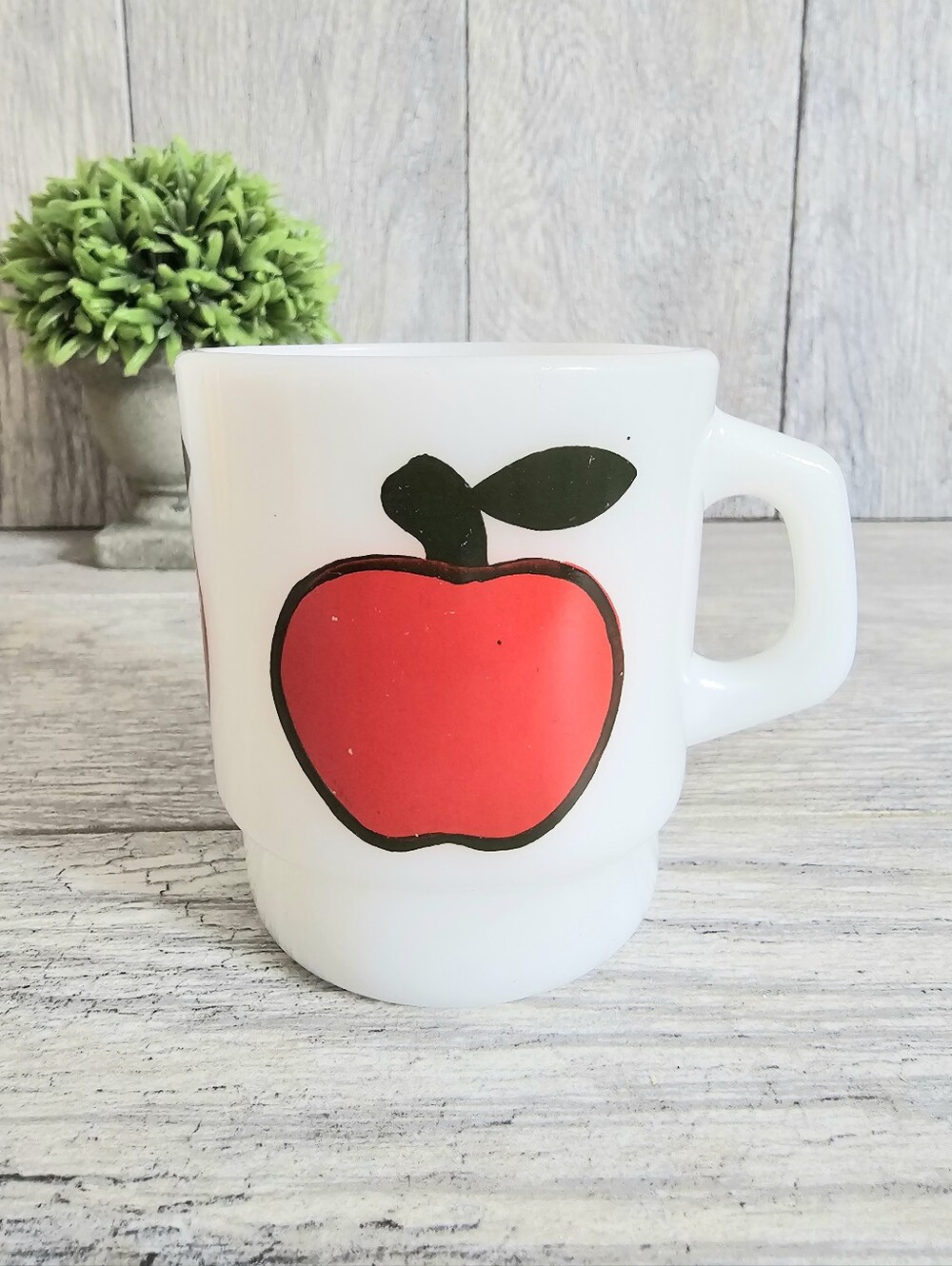 Fire-King Super Fruit Apple Milkglass Stacking Mug